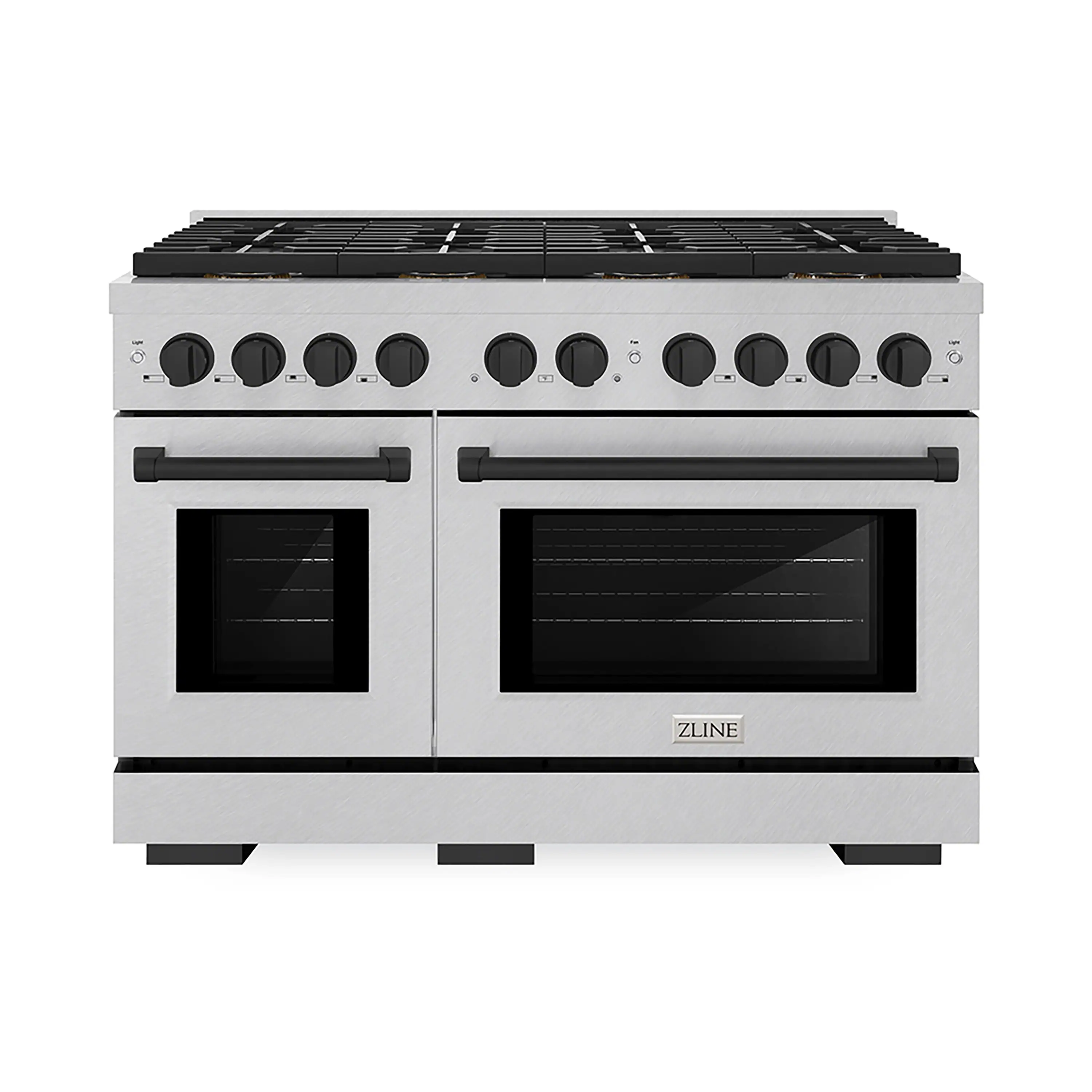 ZLINE Autograph Edition 48-Inch  6.7 cu. ft. Paramount Dual Fuel Range with 8 Burner DuoPro鈩?Cooktop and Dual Ovens in Satin Stainless Steel and Matte Black Accents (PSDRSZ-48-MB)