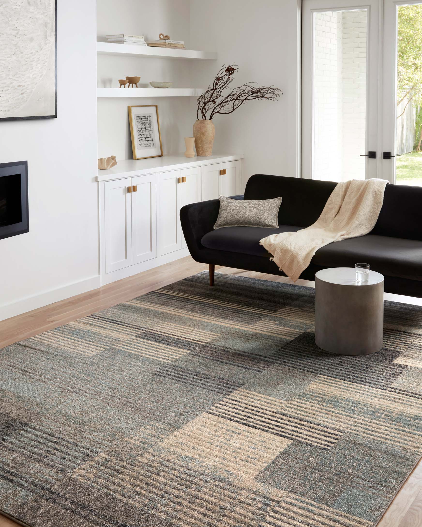 Loloi II Bowery Collection - Contemporary Power Loomed Rug in Storm & Taupe (BOW-06)