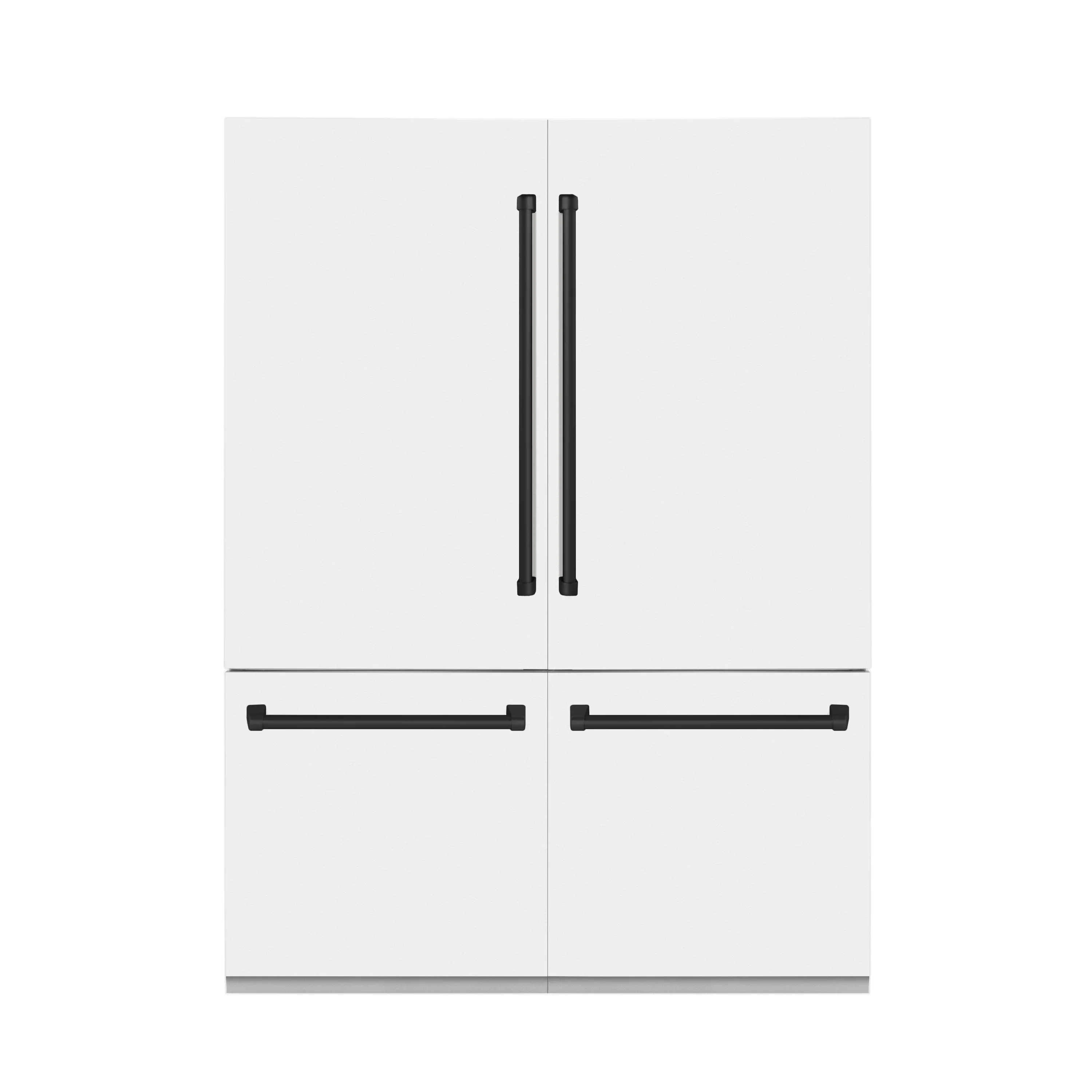 ZLINE 60-Inch Autograph Edition 32.2 cu. ft. Built-in 4-Door French Door Refrigerator with Internal Water and Ice Dispenser in White Matte with Matte Black Accents (RBIVZ-WM-60-MB)