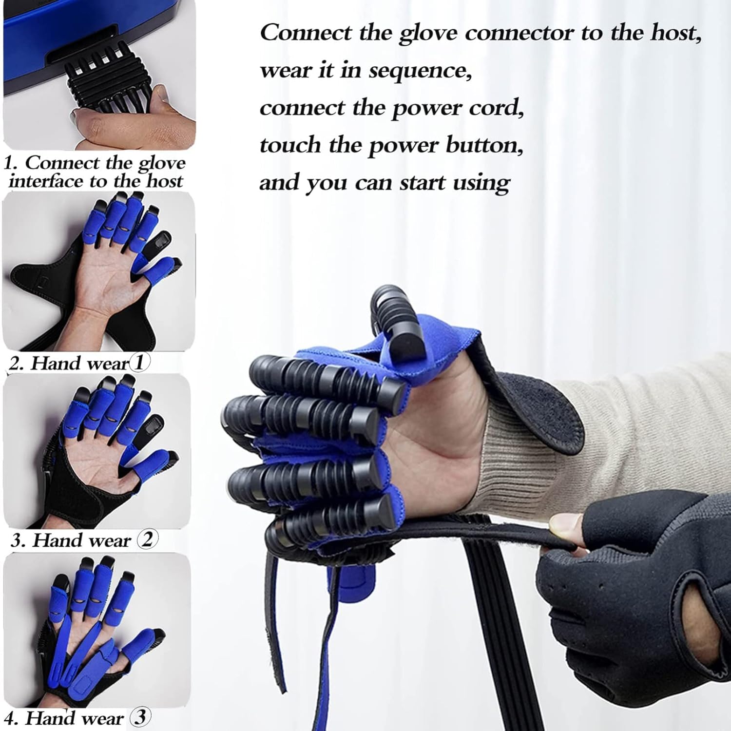 Rehabilitation Robot Gloves, Hand Rehabilitation Device, Both Hands Finger Stroke Training, for Stroke Hemiplegia Patient Hand Function Recovery(Size:XL Code,Color:Right Hand)