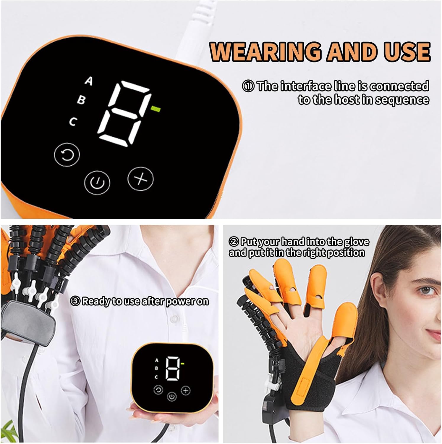 gaoxiao Hand Function Rehabilitation Robot Gloves, Recover Gloves for Hemiplegia Stroke Paralysis Patients, Left Right Finger and Hand Function Trainer Therapy Recovery Equipment A Left Hand M