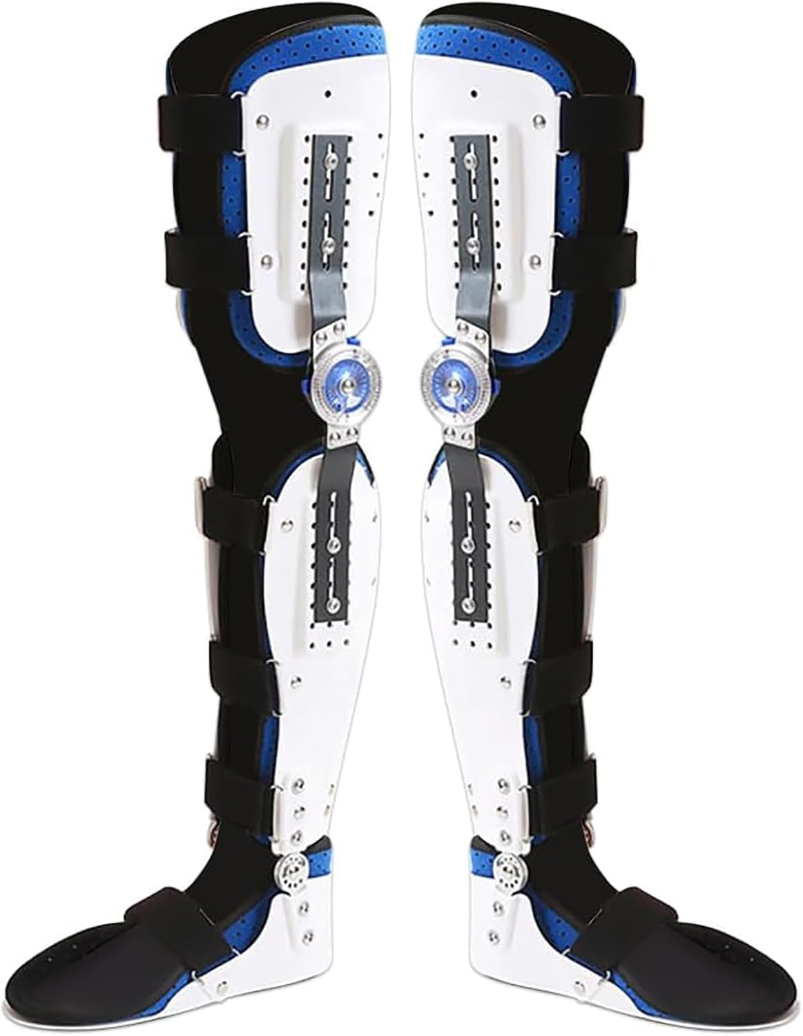 Adjustable Knee Joint Fixed Brace Full Leg Brace Knee Support Lmmobilizer Breathable Thigh Knee Ankle Foot Supports Orthosis Soft and Breathable Helps to Improve Balance Leg Stre,Left+right leg