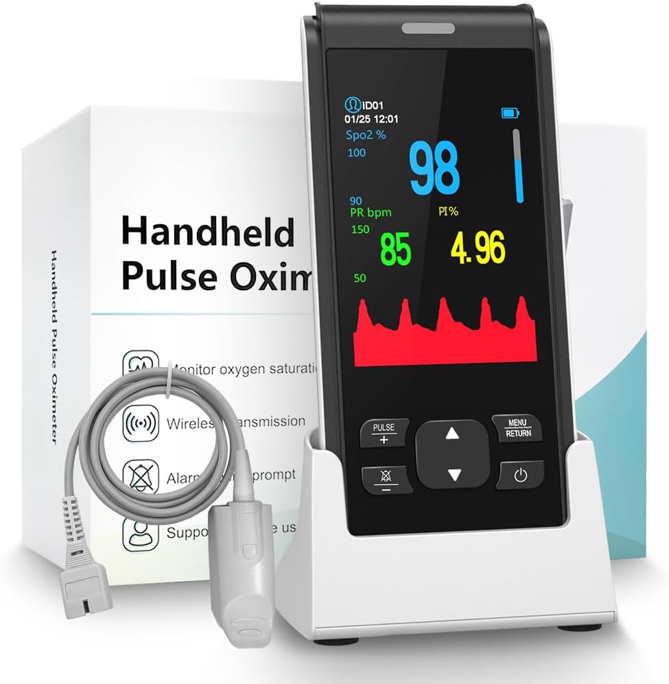 Pulse Oximeter - Handheld Pulse Oximeter Rechargeable Overnight Pulse Ox Continuous oxygen meter finger pulse oximeter Fingertip with Pulse o2 sat monitor finger for oxygen SpO2