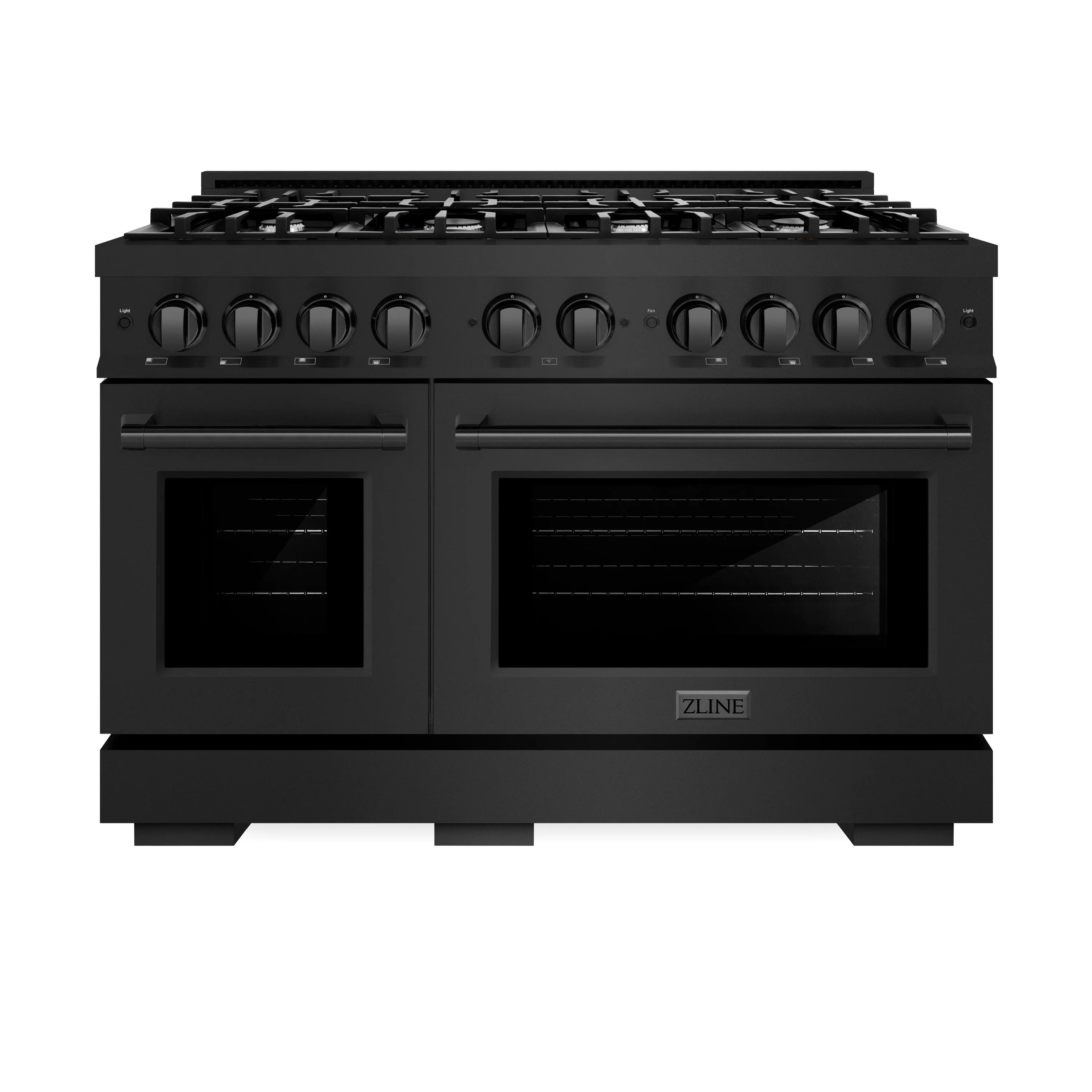 ZLINE 48-Inch Select Series Gas Range with 8 Burner Cooktop 6.7 Cu. Ft. Double Oven in Black Stainless Steel (HGRB-48)