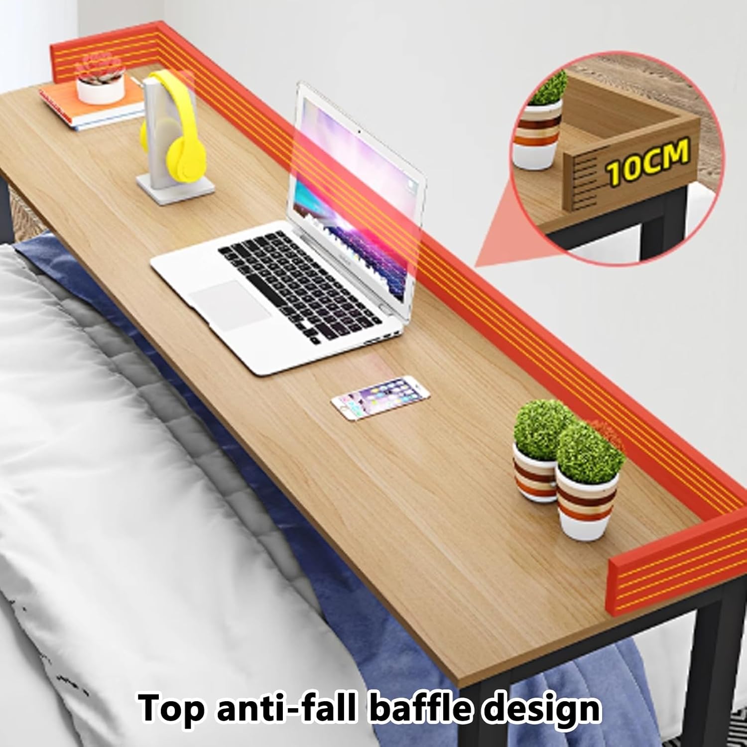 Over Bed Table with Wheels, Generic Overbed Table, Rolling Bed Table with Baffle, Dining Tables Or Laptop Bed Tables for Home Office Hospital Workstation(White A,120cm/47.2in)