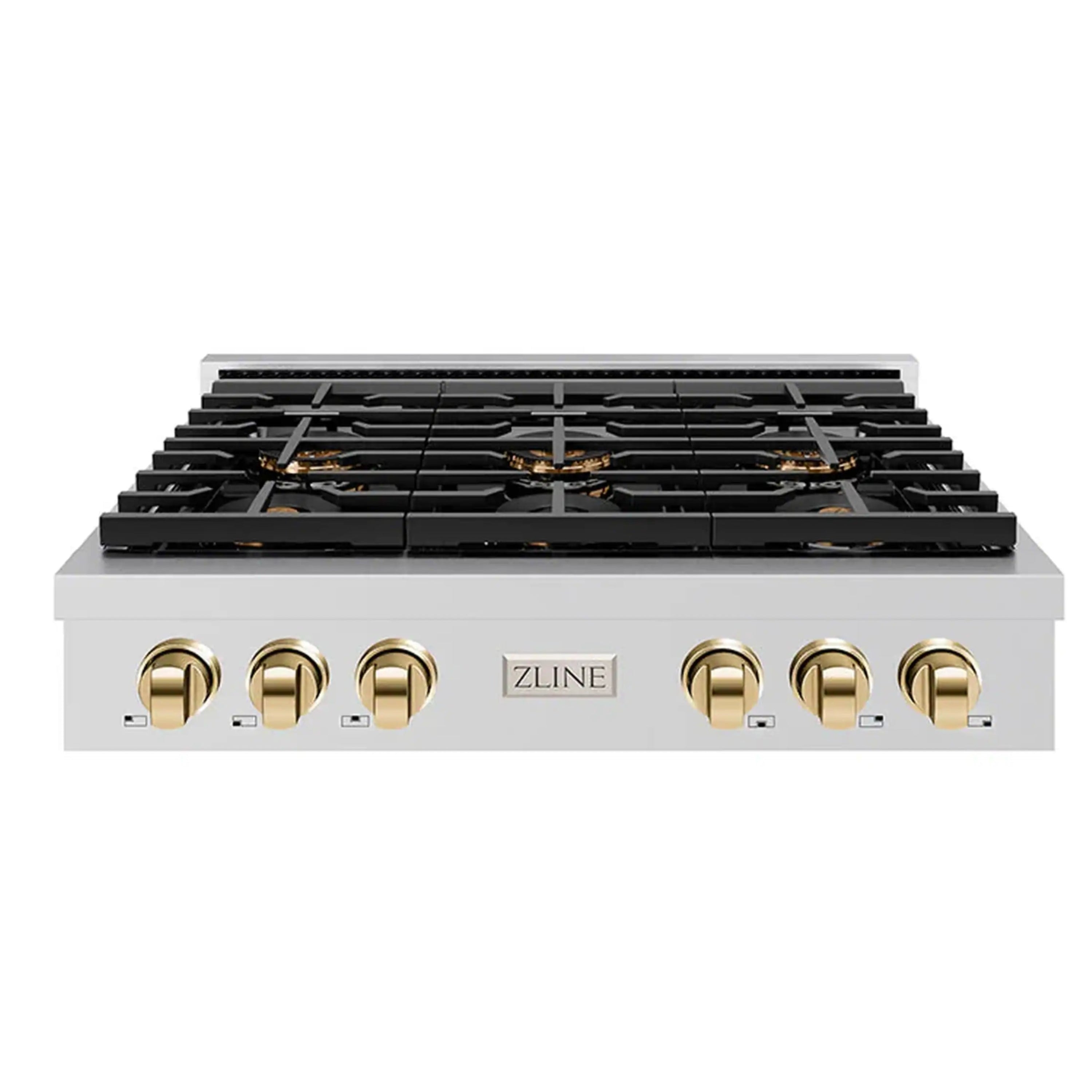 ZLINE Autograph Edition 36-Inch Paramount Gas Rangetop with 6 Burner DuoPro鈩?Cooktop in Stainless Steel and Polished Gold Accents (PSRTZ-36-G)