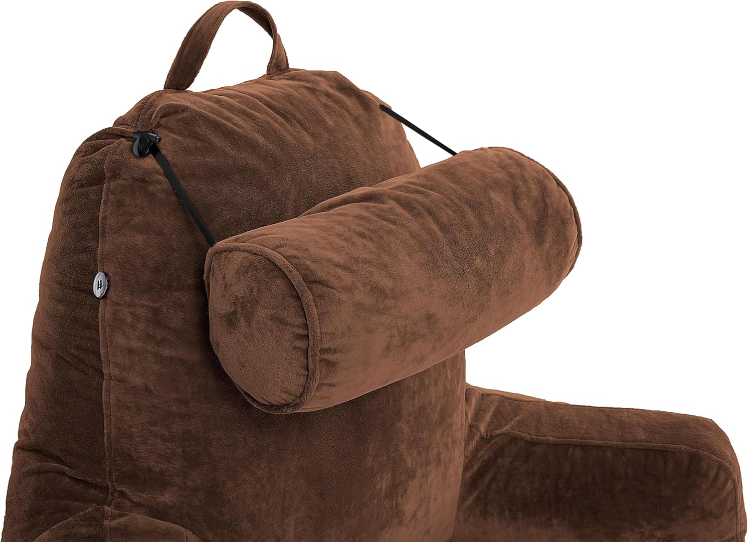 Husband Pillow XXL - Reading Pillow Bed Chair with Arms & Back Support - Chocolate - Back Pillow for Bed Sitting Up - BedRest Arm Pillow - Comfy Reading Pillow for Adults