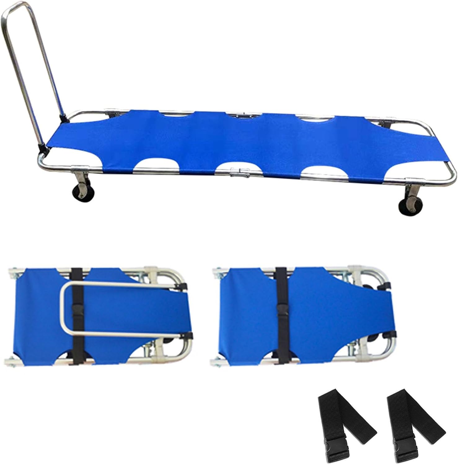 Medical Emergency Folding Portable Stretcher,Aluminum Stretcher,with Trolley Bar,Foldable,Light Weight,Small Size,Easy to Carry,Safe to Use,Suitable for Ambulance,School
