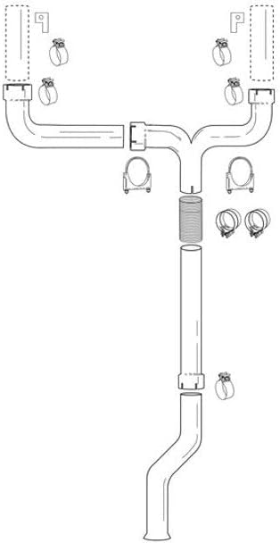 Technical Precision Replacement for GMC 2500 Year 2000 5 INCH ALUMINIZED Turbo to Elbow KIT for Dual Stacks
