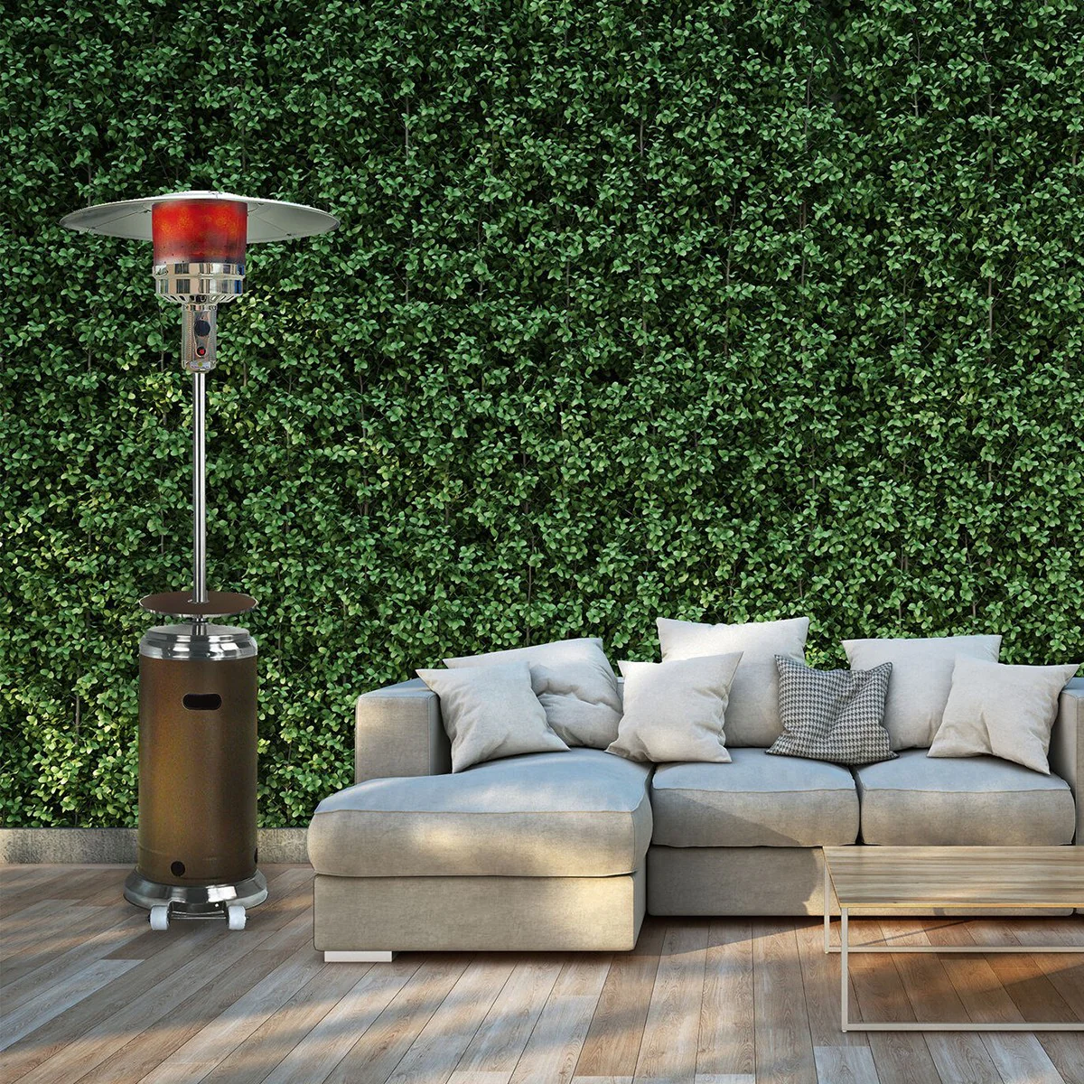 Hanover 48,000 BTU Steel Umbrella Propane Patio Heater - Bronze/Stainless Steel