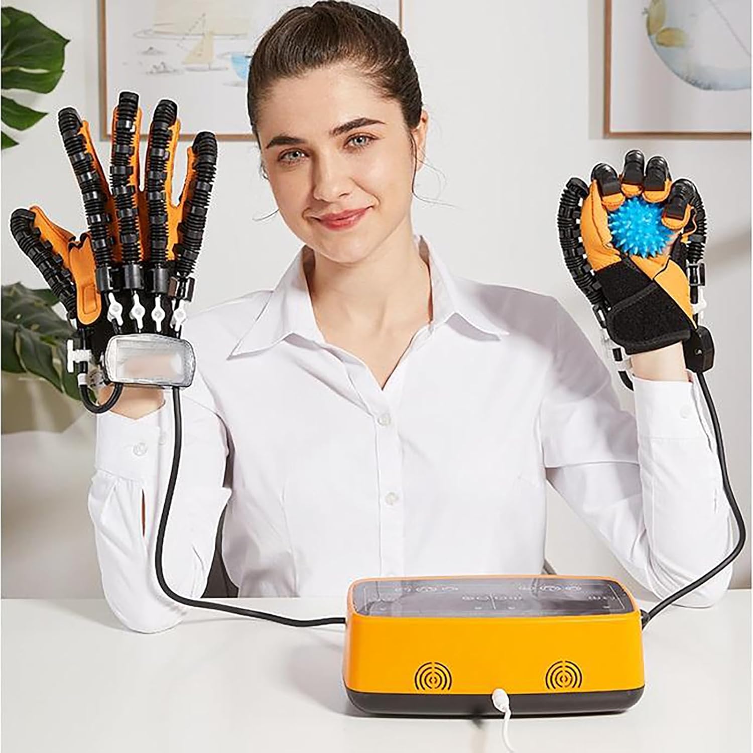 Rehabilitation Robot Gloves, Stroke Hemiplegia Rehabilitation Training Equipment, Smart Rechargeable Finger Training Equipment for Arthritis & Muscle Strength