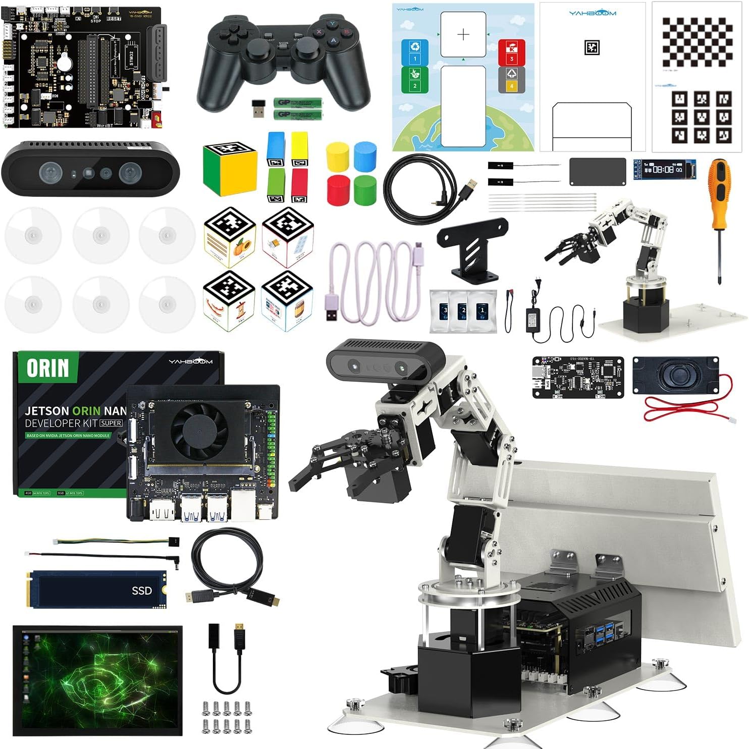 Yahboom 6DOF Robotic Arm 3D Recognition Scanning,Depth Camera Visual Recognition AI Visual Recognition Technology with Orin Nano Super 8GB Supports Large AI Model