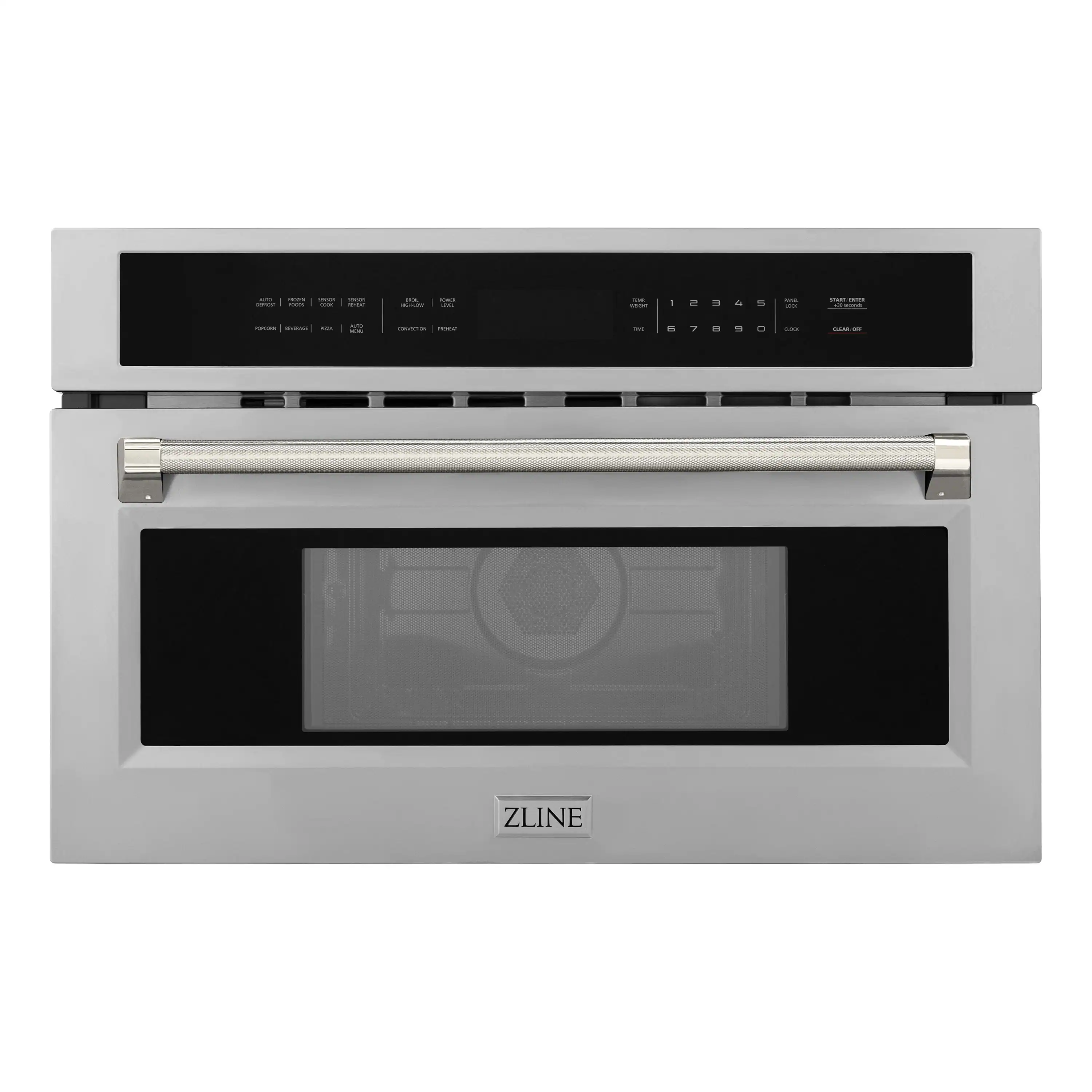 ZLINE Autograph 30-Inch Microwave Oven in Stainless Steel and Polished Nickel Helix Handle (MWOZ-30-KPN)