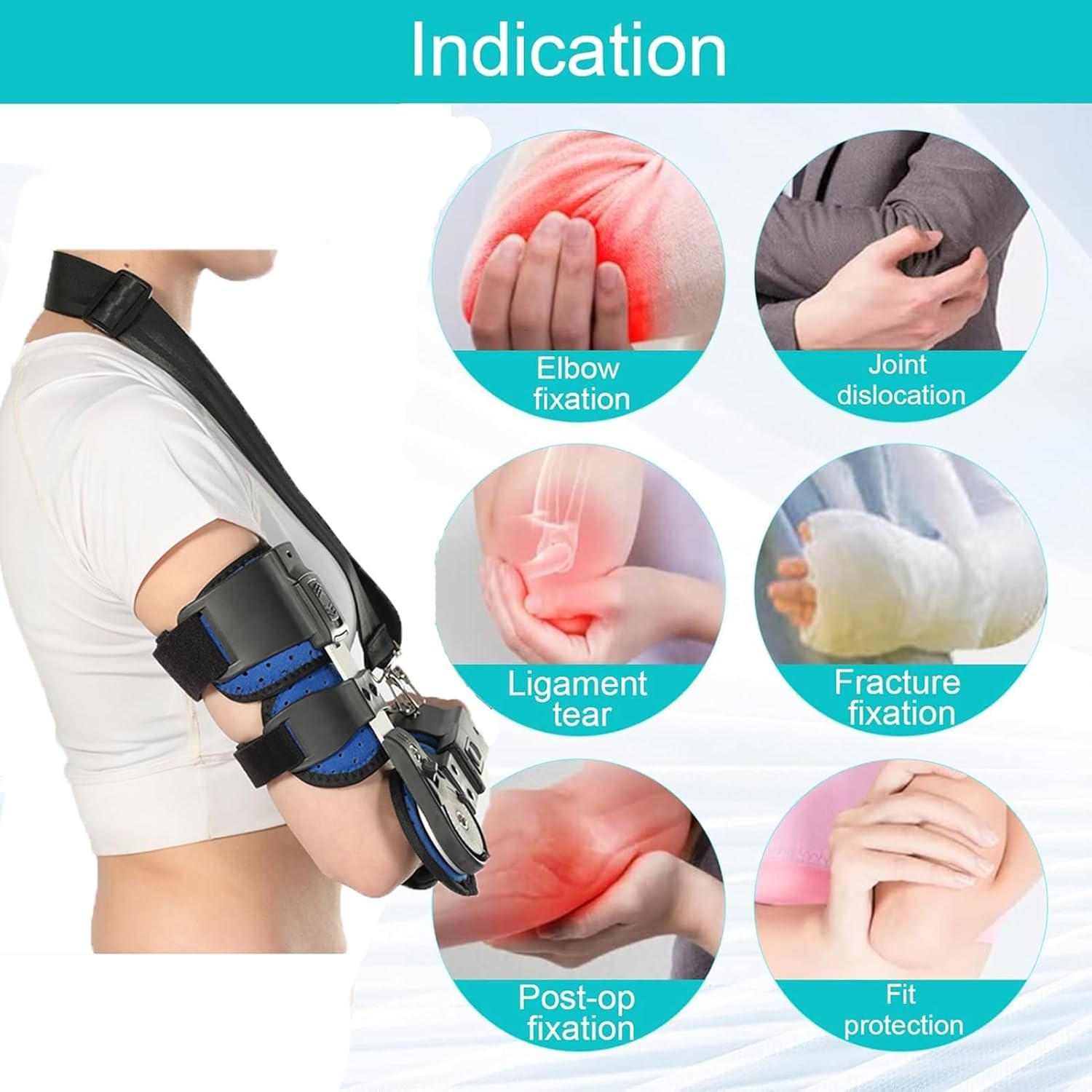 Postoperative Elbow Sleeve Stabilizer with Adjustable Rom Hand Splint To Support Recovery from Postoperative Arm Injury Hinged Elbow Sleeve