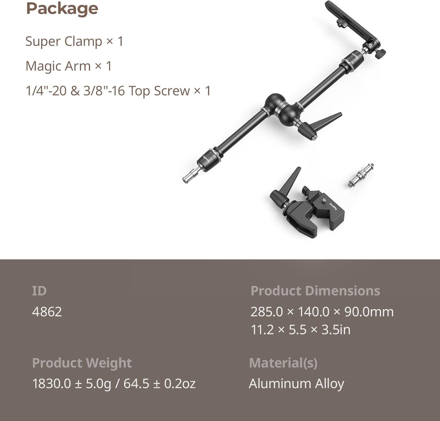 SMALLRIG Friction Magic Arm Camera Mount with Super Clamp and Platform, Overhead Camera Desk Mount Srand, Studio Space Saver, Heavy Duty Mount/Bracket for Lights, Cameras