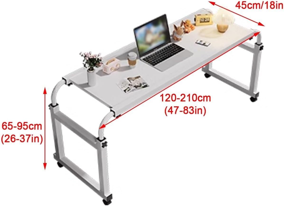 Adjustable Overbed Table, Over The Bed Table with Wheels, Laptop Cart Computer Table Hospitable Bed Table Nursing Table for Home and Hospital
