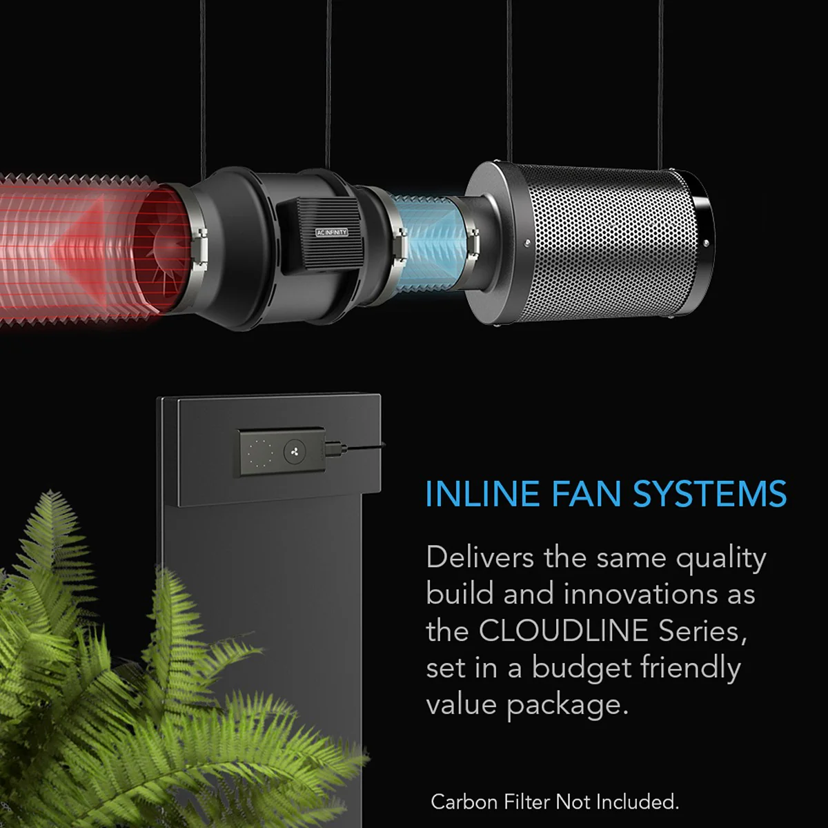 AC Infinity CLOUDLINE Lite A8 8-In. Inline Duct Fan w/ Speed Controller