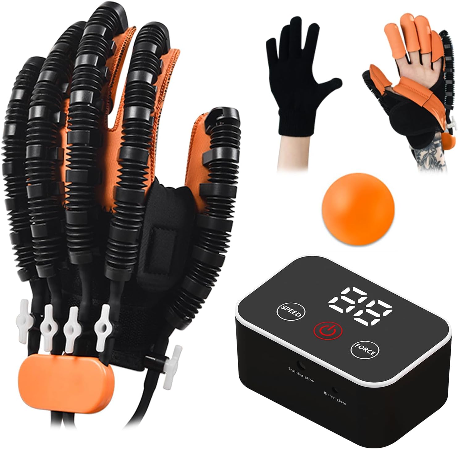 Rehabilitation Robot Gloves, Finger Exerciser for Stroke Recovery Hand Glove Equipment Hand Function Rehabilitation (Orange Left Hand M)
