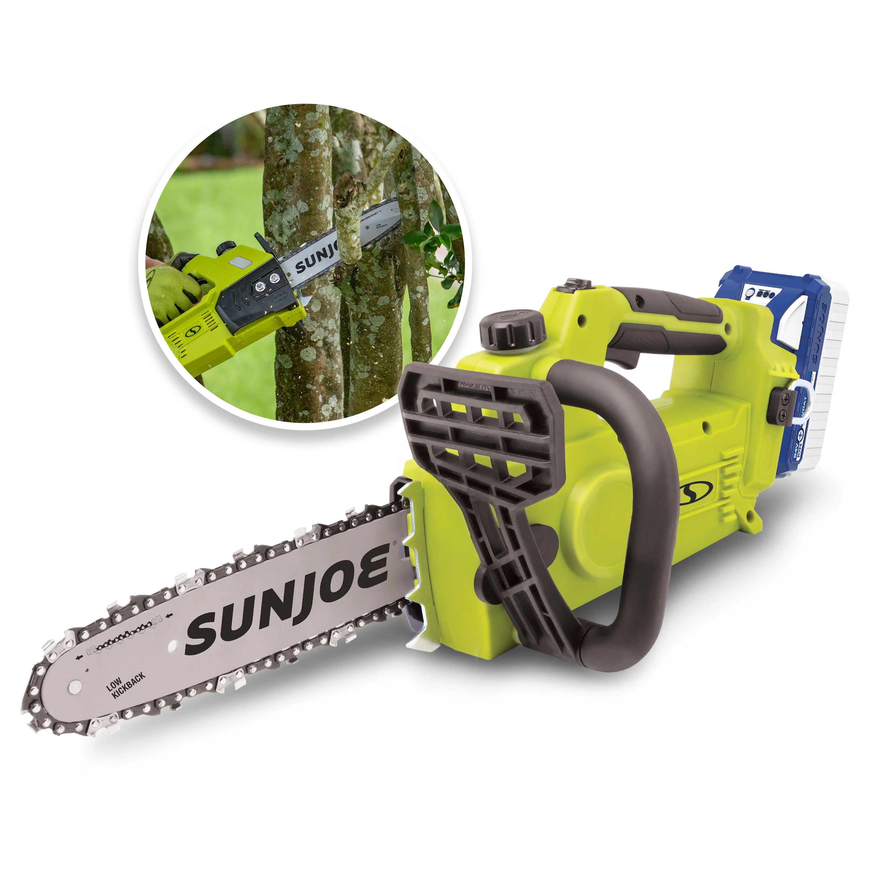 Sun Joe 24V-10CS 24-Volt* IONMAX Cordless Chain Saw Kit | 10-inch | W/ 4.0-Ah Battery + Charger