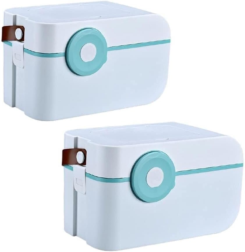 Family First Aid Box Medical Storage Chest, Portable Plastic First Aid Kit Organizer for Home, Travel, Camping, Outdoor & Emergency Use(White*2)