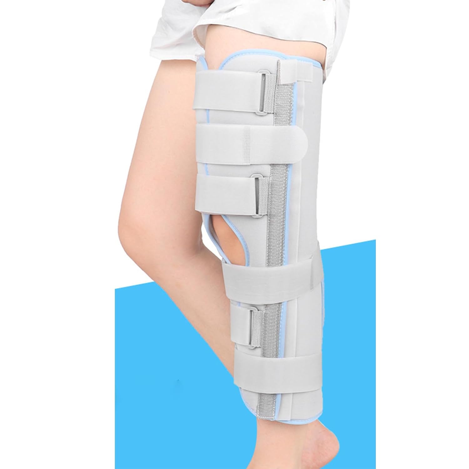 ZR98US Knee Brace Immobilizer Splint Adjustable Joint Orthosis Surgical Fixation Stabilization Fracture Ankle Support, to fit Your Leg Size (Gray4 XL)