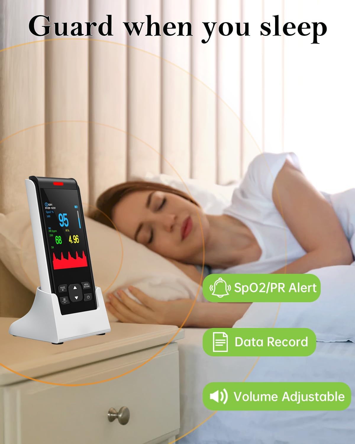 Pulse Oximeter - Handheld Pulse Oximeter Rechargeable Overnight Pulse Ox Continuous oxygen meter finger pulse oximeter Fingertip with Pulse o2 sat monitor finger for oxygen SpO2