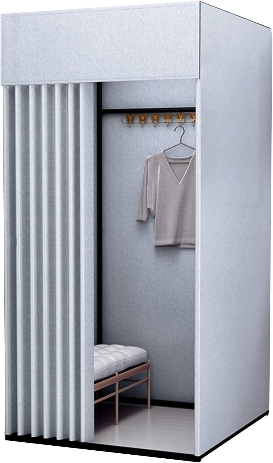 for Office Clothing Store Bedroom Clothing Store Fitting Room Privacy Screen Kit with Blackout Curtains Mobile Track Independent Fitting Room(80 * 80 * 200cm)