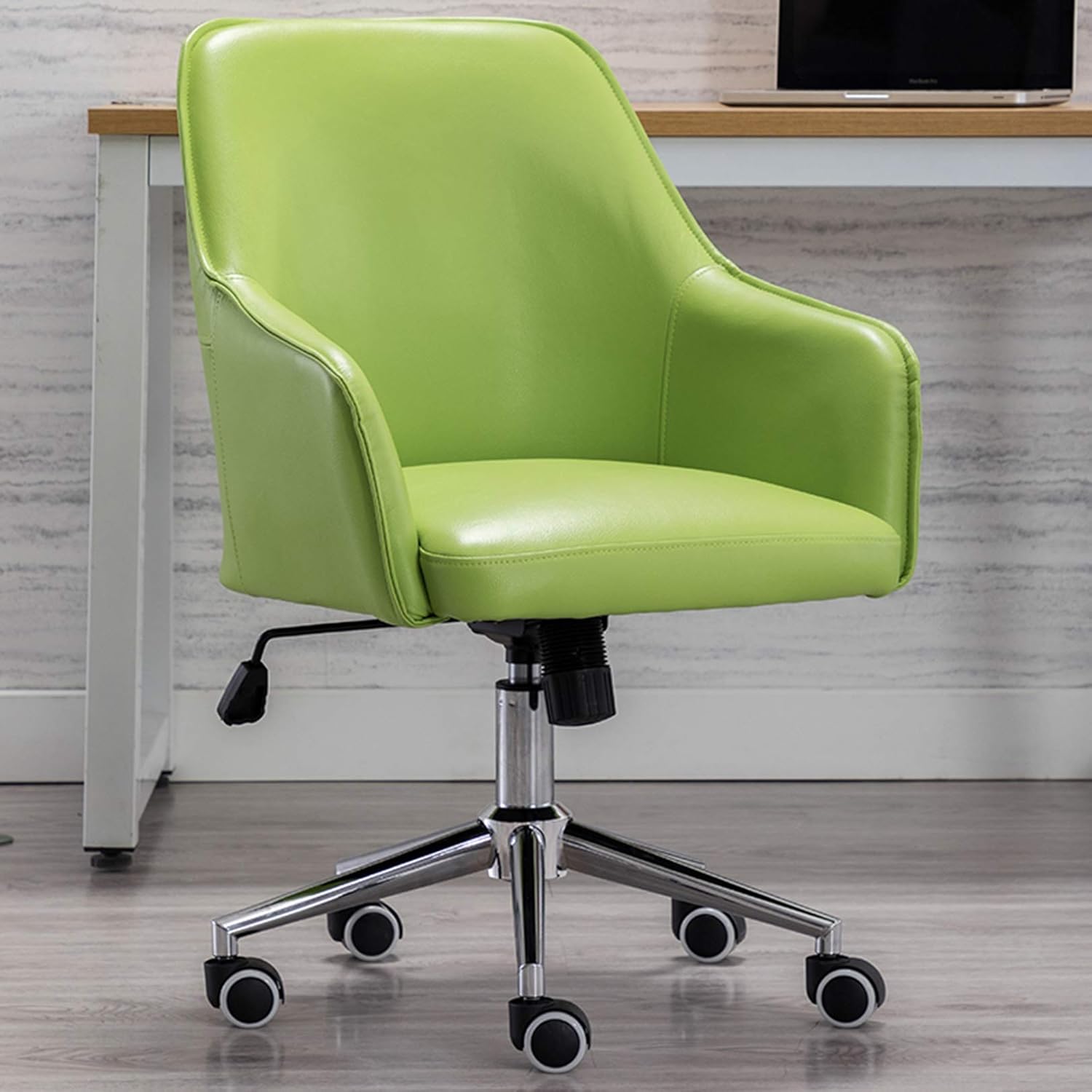 Swivel Desk Chair Swivel Desk Chair Home Office Chair Ergonomic Desk Chair PU Leather Computer Chair with Lumbar Support Armrest Swivel Adjustable Mid Back Task Chai(Green