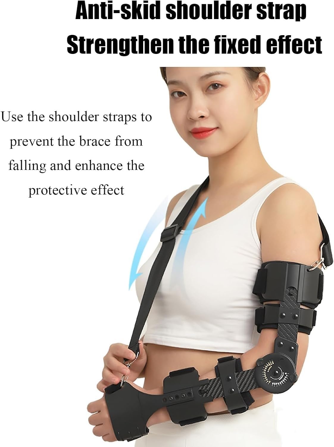 Arm Injury Recovery Brace Hinged Adjustable Elbow Brace Adjustable Length Open Design Precision Dial, Comfortable And Breathable With Non-slip Shoulder Strap For Arm Fracture Recover (Size : Right ar