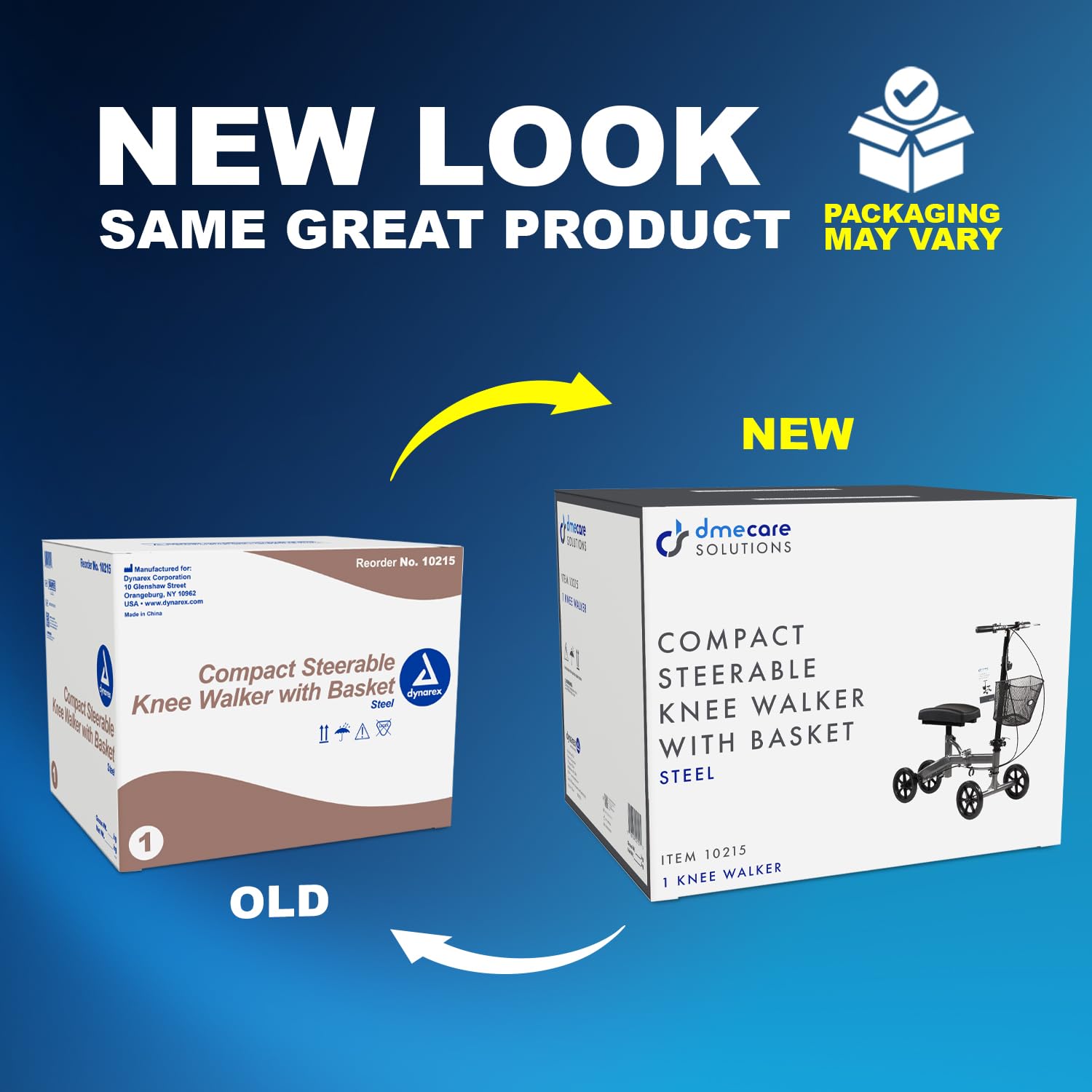 Dynarex Steerable Knee Walker with Basket - Compact