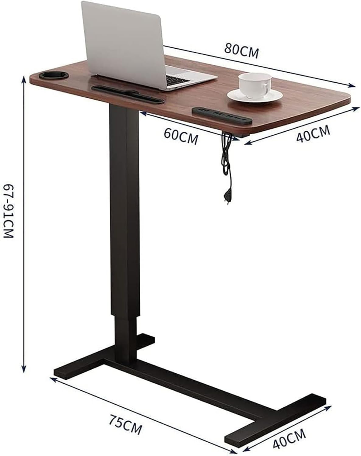 Overbed Table with Wheels, Adjustable Height Hospital Bed Table, Mobile Snack Table,for Laptop Bed Sofa Side Table Hospital Home Use(Natural)