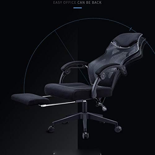Gaming Chair, Office Chair Black Swivel Mesh Computer Ergonomic Chair High Back with Foldable Armrest Head Support Height Adjustable,E