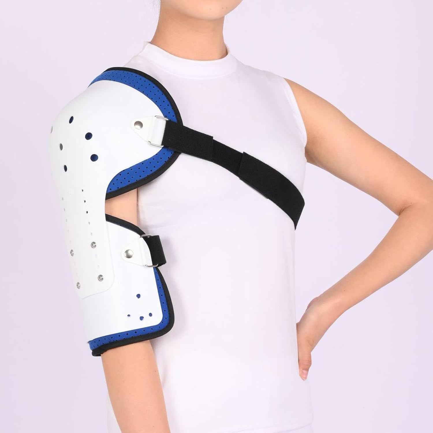 Adult Hinged Rom Elbow Brace with Strap and Shoulder Brace, Adjustable Elbow Splint Immobilizer for Post Tendon Injury, Surgery Pain Relief Recovery, Soft Tissue Injuries.,R