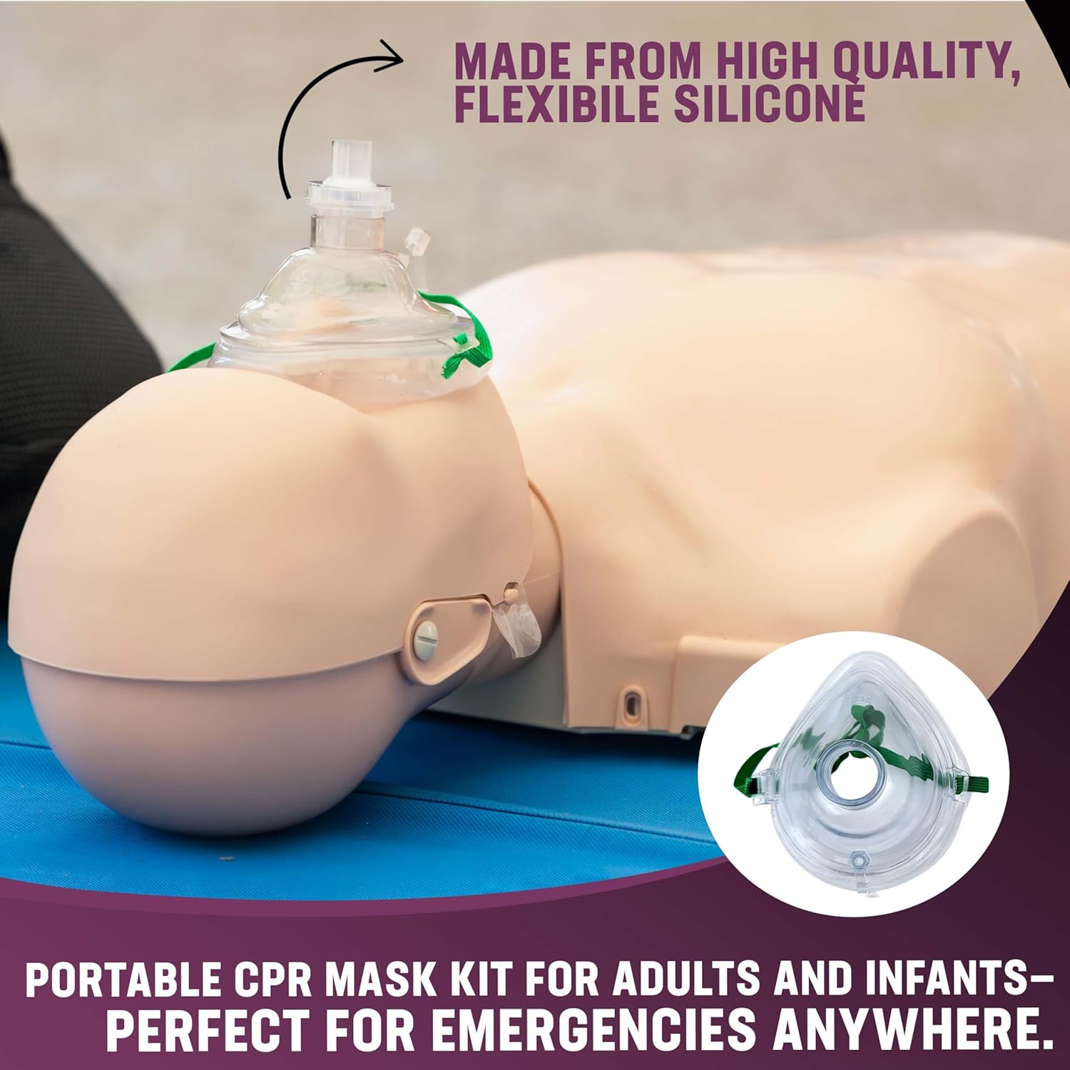 Kemp USA First Aid Adult and Infant CPR Mask Combo Kit (50)