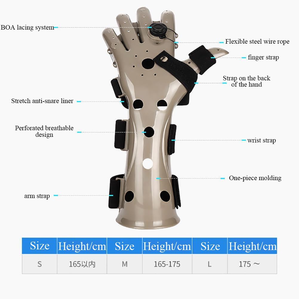 Finger Splint Extension Board, Finger Rehabilitation Device, BOA Lacing System, Quadruple Pressure Fixation, Strap Elastic Adjustable, for Stroke, Hemiplegia, Traumatic Brain Injury