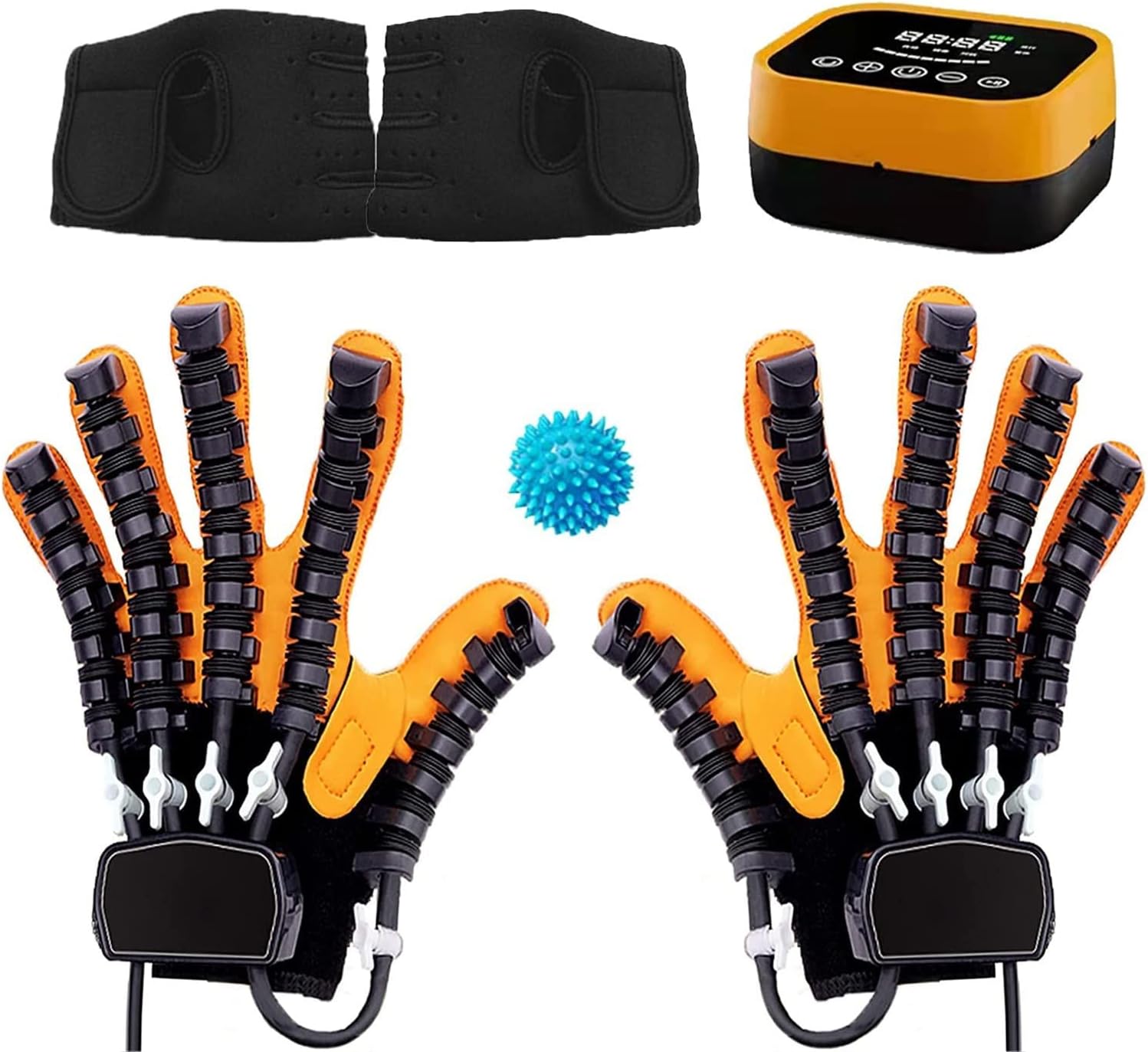 Both Hand Finger Rehabilitation Trainer Robot Gloves, Stroke Recovery Equipment, for Exercises Patients with Hand Dysfunct(Size:M Code,Color:Left+Right)
