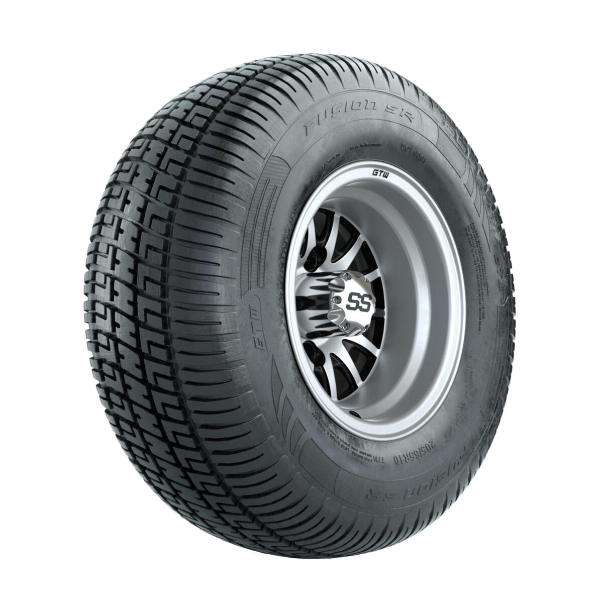 10′′ GTW Medusa Black and Machined Wheels with 20′′ Fusion DOT Street Tires- Set of 4