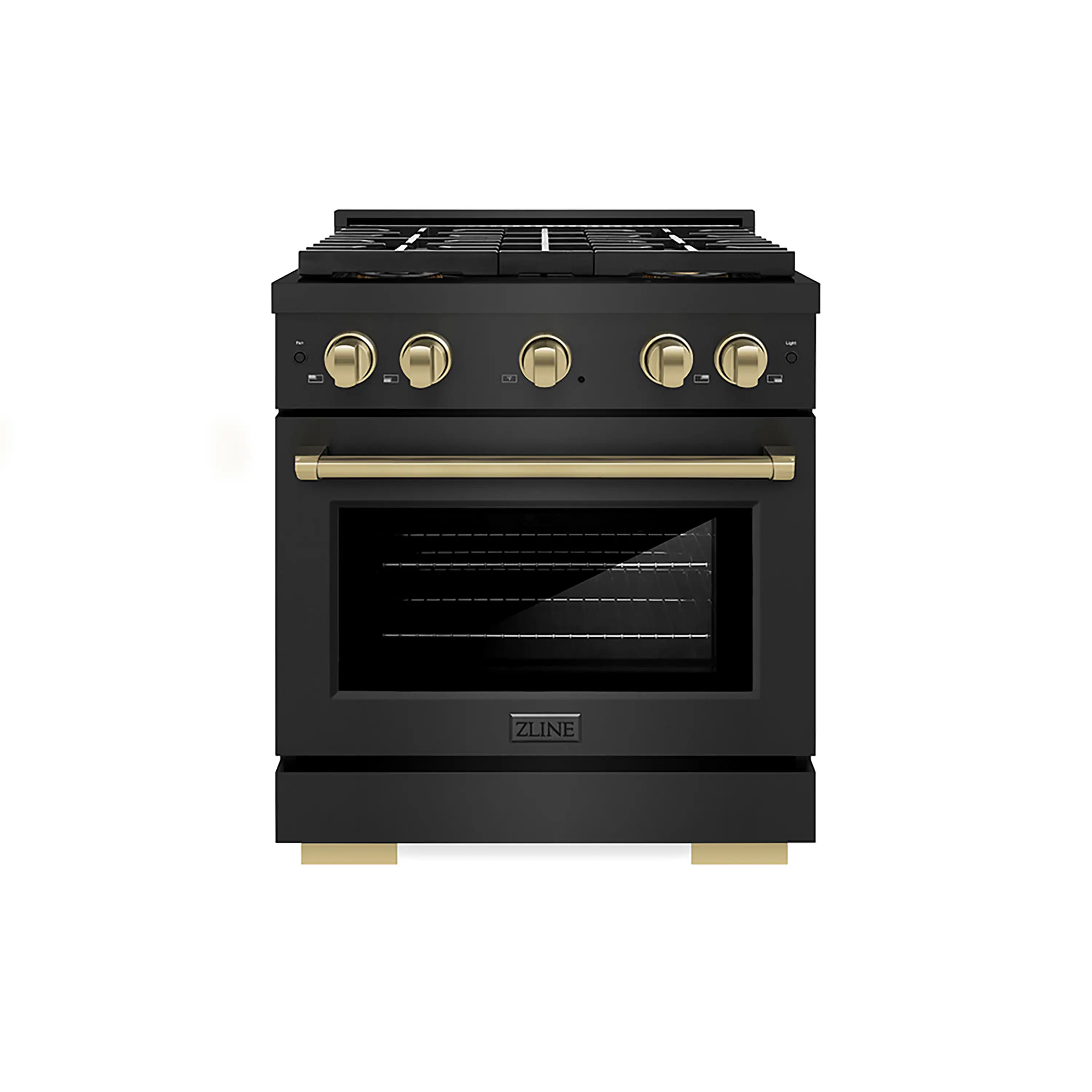 ZLINE Autograph Edition 30-Inch 4.2 cu. ft. Paramount Dual Fuel Range with 4 Burner DuoPro鈩?Cooktop and Electric Convection Oven in Black Stainless Steel and Champagne Bronze Accents (PSDRBZ-30-CB)