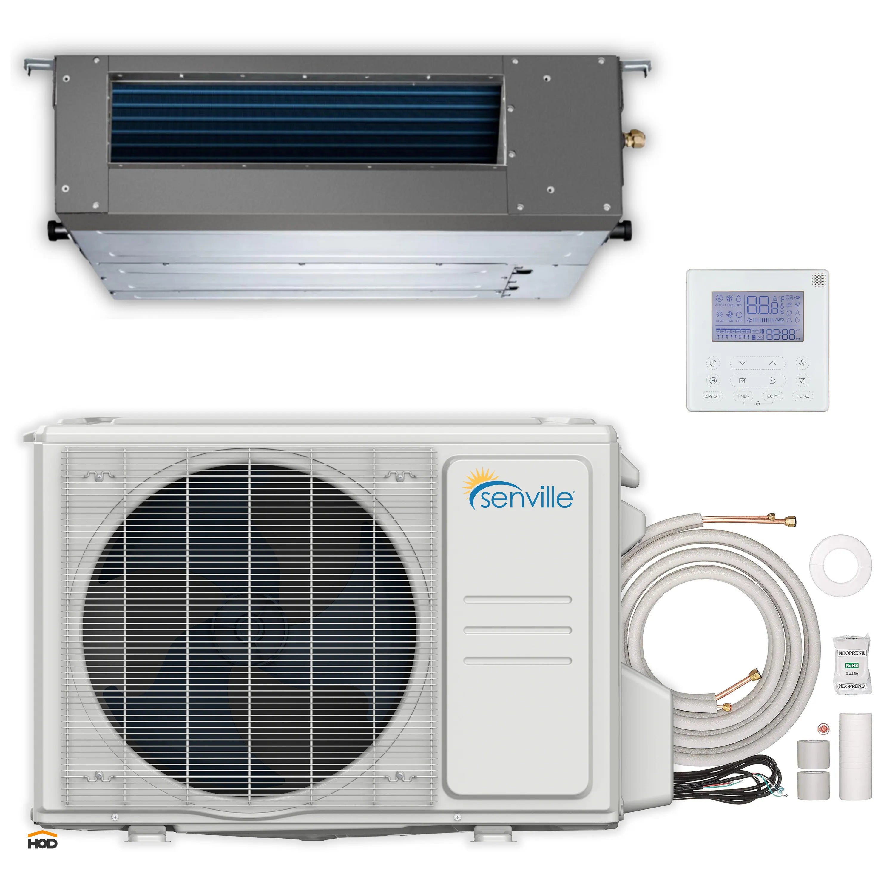 Senville 24K BTU Mini Split with 19 SEER2, 230V Concealed Duct Air Conditioner and Heat Pump Condenser (SENA-24HF-ID)