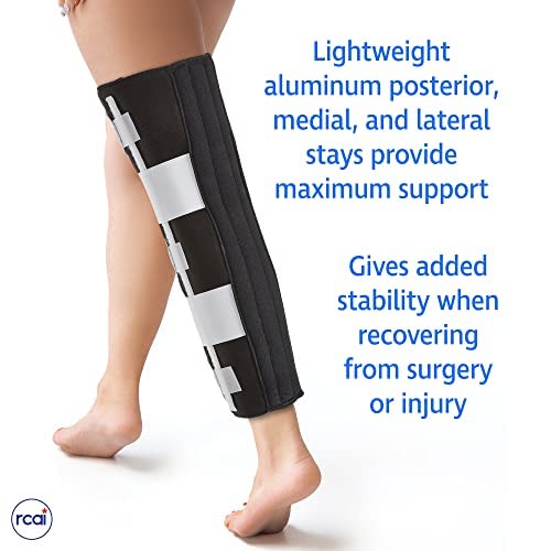 Economy Knee Immobilizer Brace | Lightweight Ergonomic Fit & Moisture Wicking Padding, Adjustable Post Op Knee Support, Medical Grade Full-Leg Brace Stabilizer Fits Up to 29” Thighs