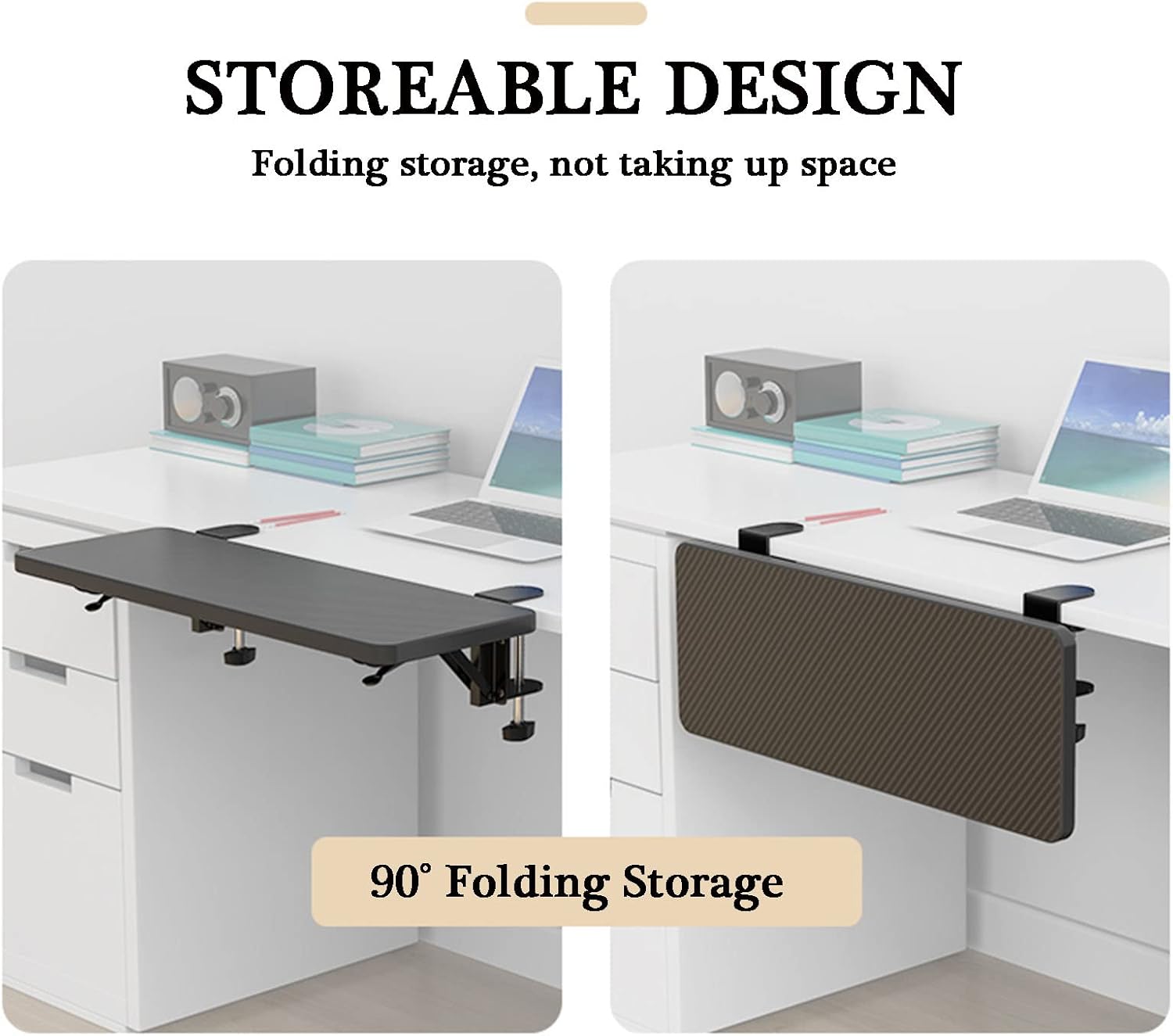 Desk Extender Table Shelf Clamp on Keyboard Tray Under Desk Adjustable Mouse Mount Armrest Shelf Stand Elbow Arm Support/75 * 24Cm,