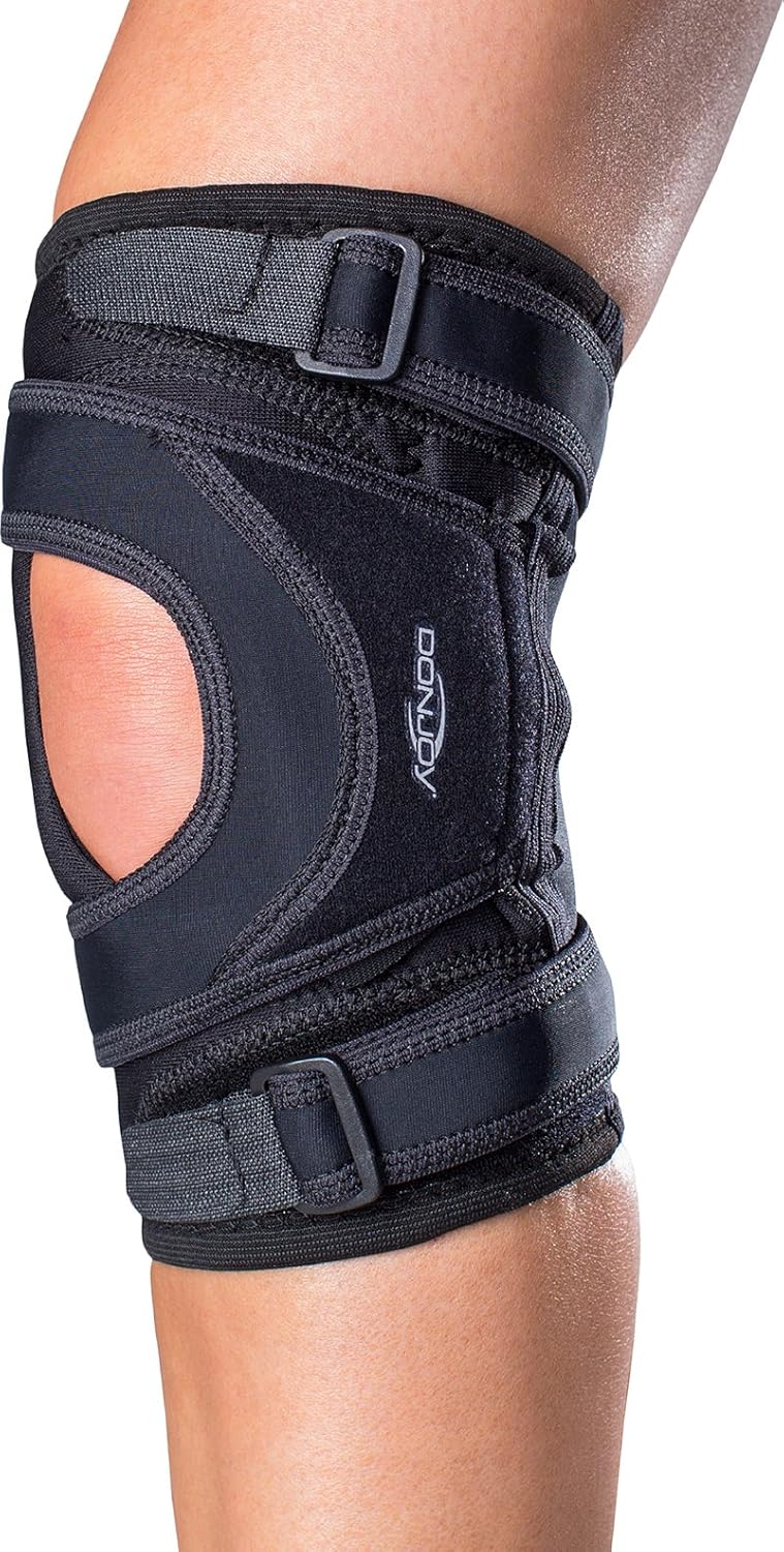 DonJoy Tru-Pull Lite Knee Support Brace for Women and Men | Adjustable Compression Knee Braces and Elastic Supports for Patellar Dislocations, Large, Left