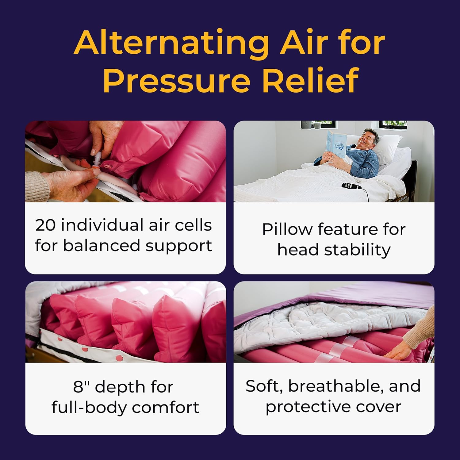 Drive Medical Med-Aire Low Air Loss Mattress Replacement System - Alternating Pressure - Pressure Redistribution Mattress - Moisture Wicking Cover - Home or Facility Use