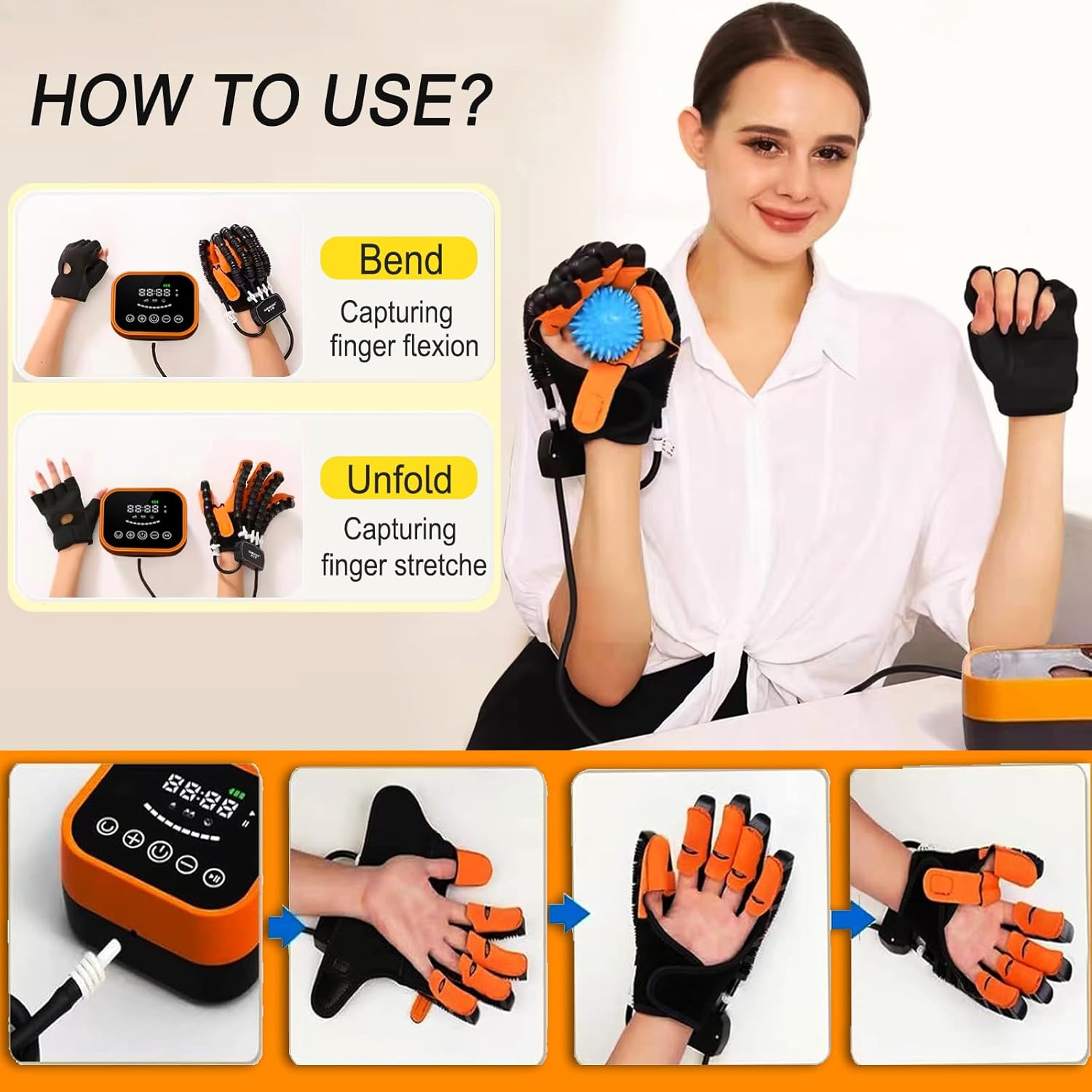 Rehabilitation Robot Gloves Upgrade Stroke Hand Therapy Equipment, Automatic Hand Trainer Gloves