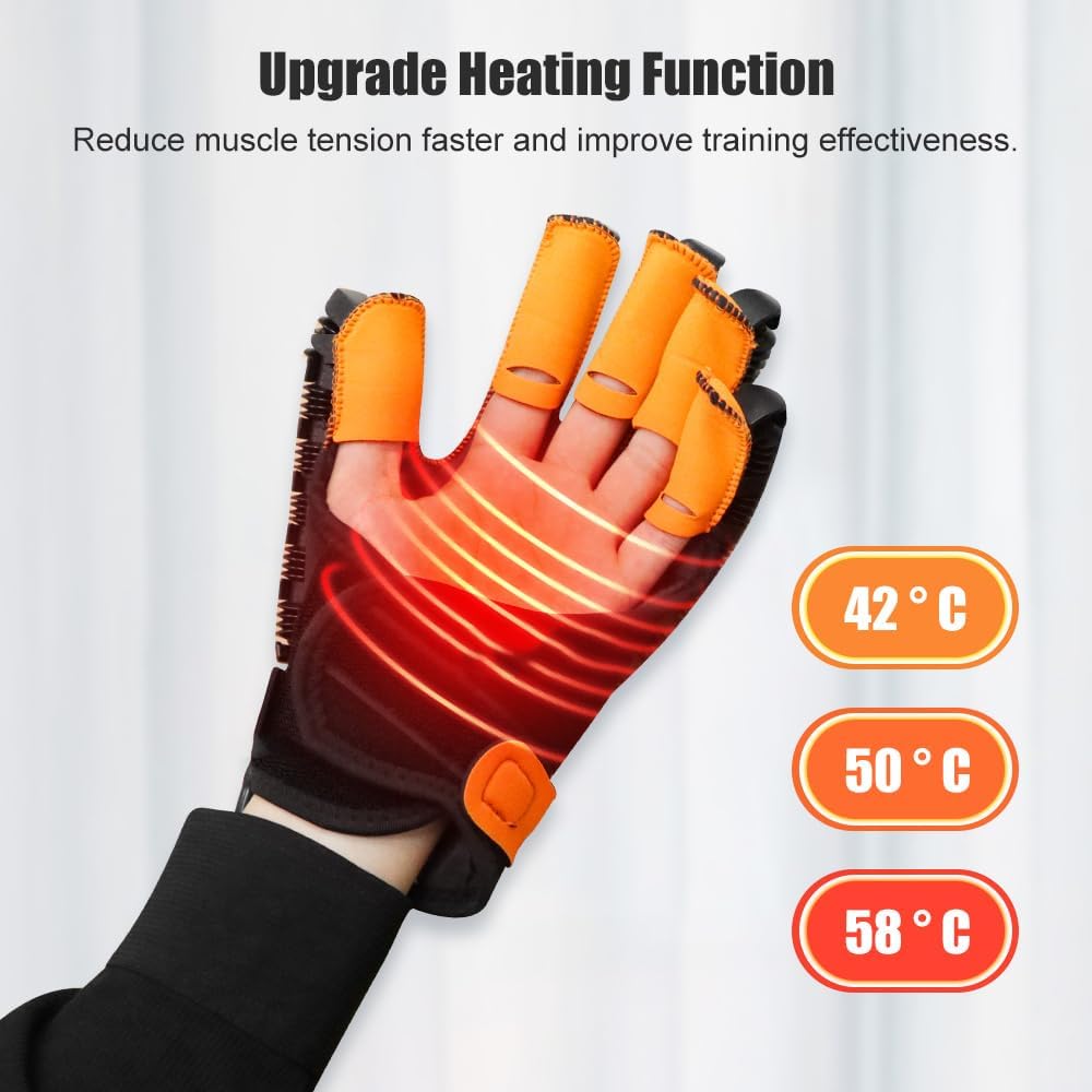 KEULEN Finger Hand Function Rehabilitation Gloves, Hand Stroke Recovery Equipment, 3 Temperature and 9 Levels of Strength Adjustable, for Stroke, Hemiplegia, and Poor Finger Mobility Patients