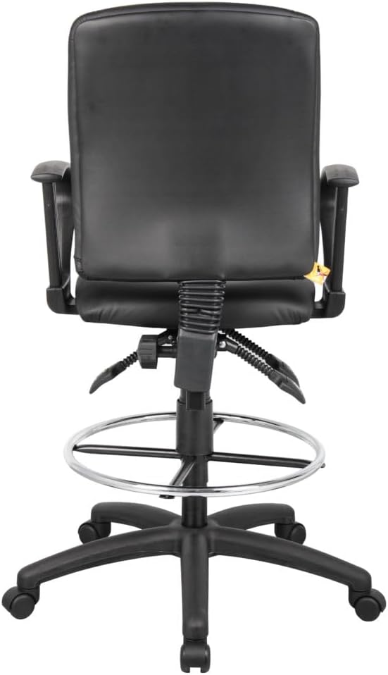 BOSS Multi-Function Leatherplus Drafting Stool with Loop Arms, Black (B1647)