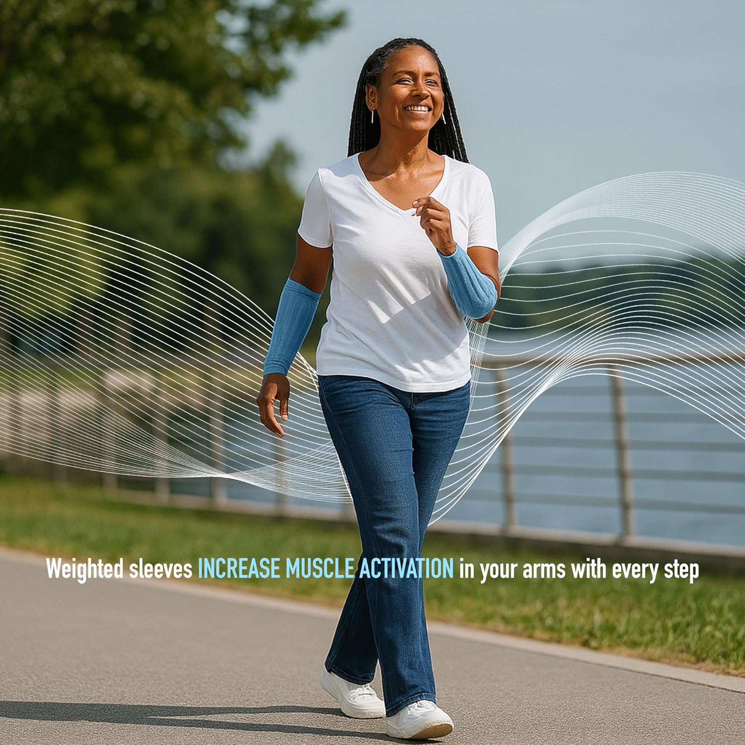 laceup Weighted Compression Arm Sleeves 1lb Each Powered by Lycra® Fiber Flexible Arm Workout Sleeves