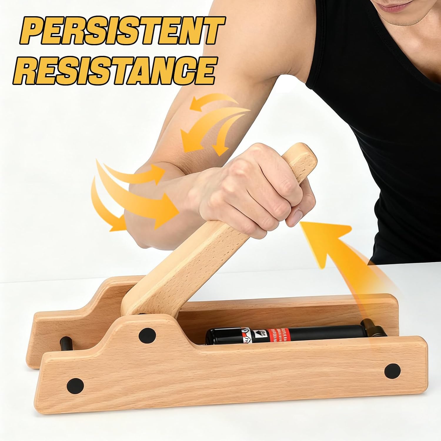 tonchean Arm Wrestling Training Equipment Wooden Forearm Strengthener Adjustable Arm Trainer for Professional & Non-Professional, Adjustable Hydraulic Resistance (Levels 1–12)