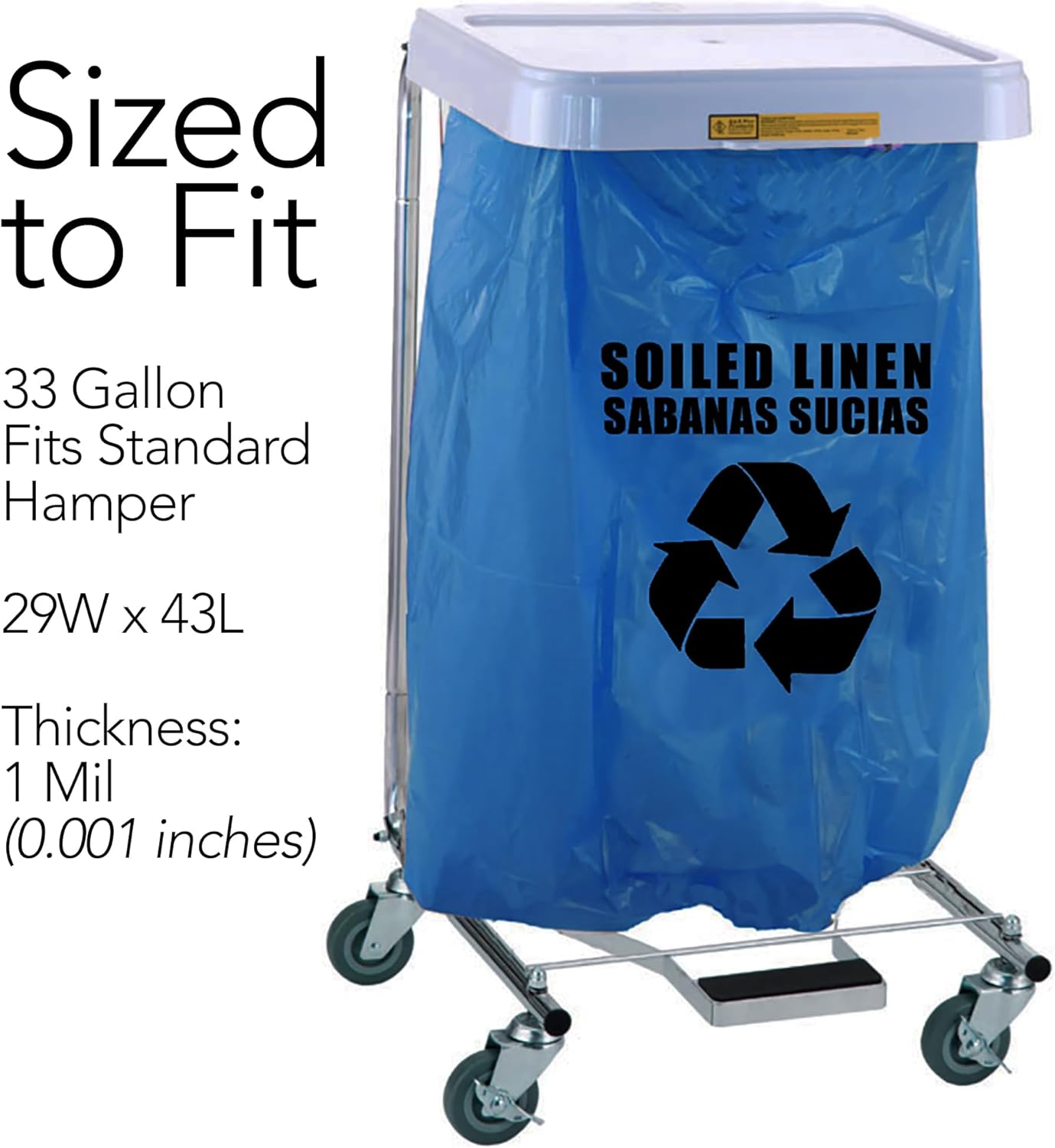 RESILIA Heavy Duty Soiled Linen Bags - Hospital Waste Disposal, Trash Liner, Sanitary Storage, OSHA Approved, Dark Blue, 33 Gallon, 29