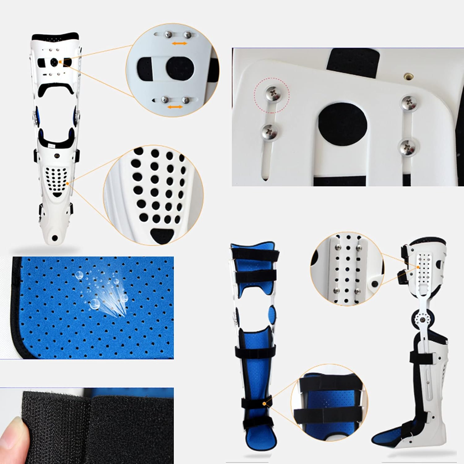 Knee Ankle Foot Orthosis Brace Fixed Thigh Knee Joint Ankle Foot Spport Fixator Leg Orthotics for Ankle & Foot Injuries Fracture Ligament Injury